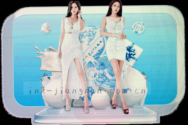 耳机与卷轴的抽象图形，月白色调上方浮起淡淡水纹
